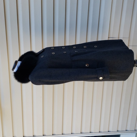 BURBERRY COATBRIDGE DOUBLE-BREASTED WOOL CASHMERE TRENCH COAT FUR COLLAR - Picture 5 of 16